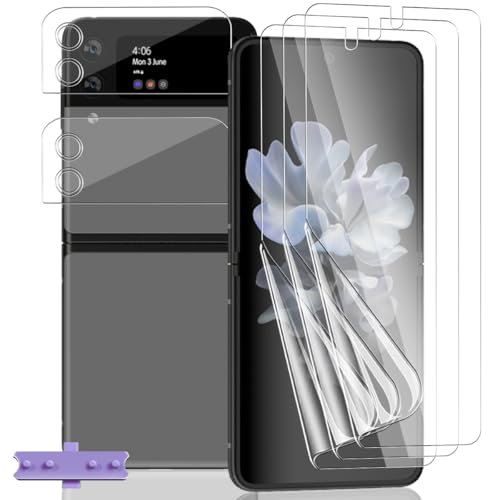 Yieehhow Protector Pantalla para Samsung Galaxy Z Flip 3 5G, [3 Piezas] HD Película TPU Suave y [2 Piezas] Cristal Templado Protector Cámara, Película Protectora Flexible para Galaxy Z Flip 3 5G