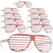 dressforfun retro Brille, Party Sonnenbrille, zweifarbig, für 90er Jahre Party, Oktoberfest, Ballermann Mottopartys, Fotobox Accessoires, Festival Gadget - Gitterbrille rot/weiß, 10er Set