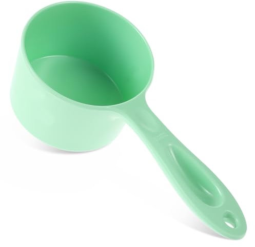Ptwola 1 Cup Capacity Melamine Pet Food Feeding Scoop Comfortable Long Handle Plastic Measuring Scoop Container Dishwasher Safe Cup Set for Pet Animals Dogs Cats Ferrets Birds Food
