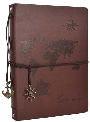 Fotoalbum zum Selbstgestalten, Leder Fotoalbum Scrapbook Album Foto Buch Hochzeit Gästebuch Vintage Fotobuch für Geburtstage, Weihnachten Valentinstag Jahrestage Muttertagsgeschenke (Karte)