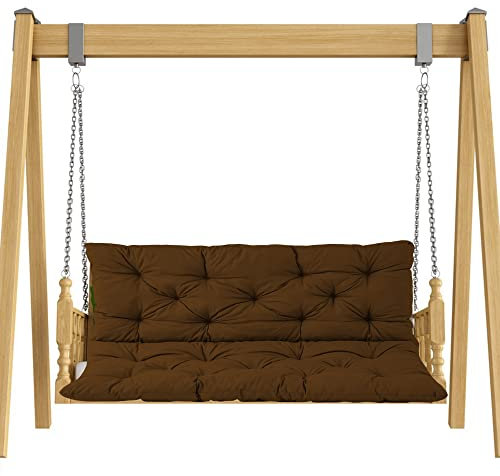 Weiches Bankkissen für 2- und 3-Sitzer-Sofa, Schaukelstuhl mit Rückenlehne, Esszimmer, Küche, Terrasse, rutschfeste Bänder, 120 x 100 x 8 cm, Braun