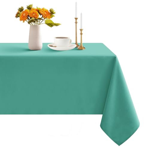 Romanstile Tischdecke Outdoor abwaschbar 140x240 cm Türkis Petrol rechteckig wasserabweisend Tischtuch Table Cloth Tischwäsche Deko für Geburtstag,Party,Garten,Frühling,Sommer,Terrasse,Hochzeit,Ostern