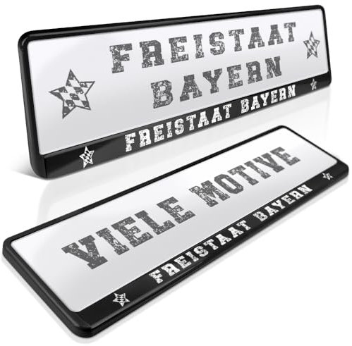 schildEVO 2 Kennzeichenhalter | FREISTAAT Bayern 03 | Alpen | Servus | München | Nürnberg | by | Nummernschildhalter | Kennzeichenrahmen | Auto PKW Kfz | DHL-Versand
