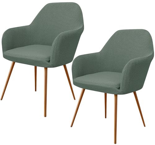 ZRCYXDW Stretch Stuhlhussen Mit Armlehne Mit Armlehnen, Spandex Checkered Stuhlbezug Mit Armlehne Moderne Esszimmerstühle Bezug Waschbar-Grün-2er Set