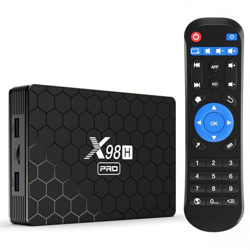 LEFFOT X98H Pro Android 12.0 TV Box 2025, 6K Ultra HD Smart TV Box, 4GB RAM + 64GB ROM, Support HDR10+, 2.4G & 5G Dual-band WiFi 6, 1000M Ethernet, BT 5.0, Allwinner H618 Quad core ARM Cortex A53