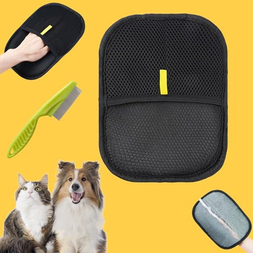 Qosigote Fellmagnet, Double-Sided-Pet-Grooming-Gloves, Versatile Grooming Gloves, Fellblitz Bürste, Reusable Pet Hair Remover Glove for Washing Deshedding Grooming (1pc)