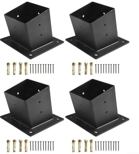 Lot de 4 supports de pergola inclinés pour pergola murale à 15°, avec matériel, pour porche de 10,2 x 10,2 cm, pour une connexion sécurisée