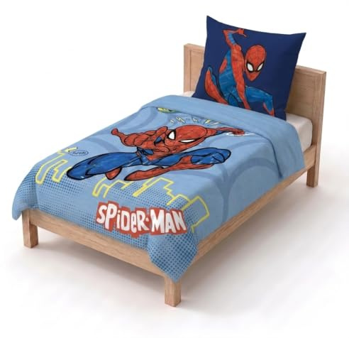 Marvel Spiderman Heldenkraft 100% Baumwolle Einzel-Bettwäsche-Set - Inklusive Kissenbezug 80 x 80 cm