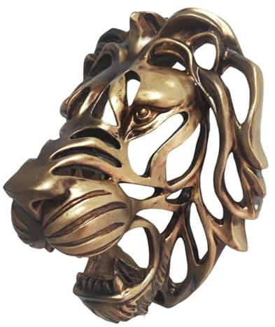 3D Wanddeko Metall Große Goldene Löwenkopf Wanddekorations Zum Aufhängen, Tier Wanddekoration Kunst Handgemachte Wanddekoration Skulptur Dekorationen Für Steinmauer