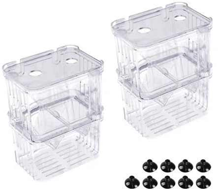 Aquarium Zuchtbox, 2 Stück Aufzuchtbecken Aquarium Aquarien AufzuchtbehäLter Kunststoff Fisch Isolation Box mit Saugnäpfen für Garnelen Kleine Fische Babyfische