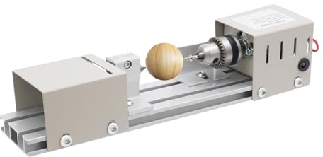 Mini tornio 96 W, 4000 – 9000 giri/min, 7 livelli di tornio da tavolo con fodera di precisione, tornio compatto per legno, perline e incisione, inclusi 6 coltelli da intaglio e accessori