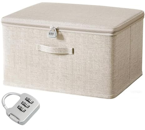 Pynzeka Caja con Cerradura 40 * 30 * 21cm Caja de Almacenamiento con Cerradura para Guardar Ropa Pantalones Objetos de Valor