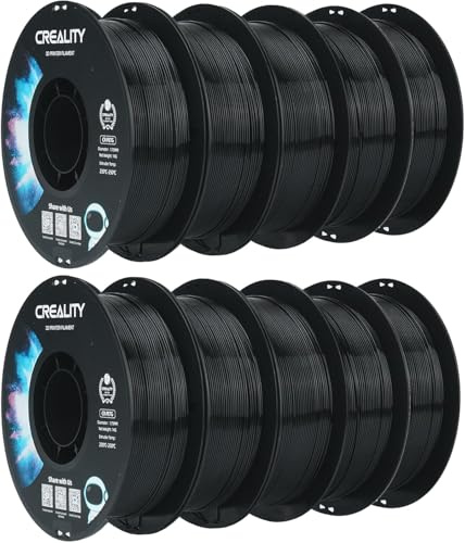 Creality PETG Filament 1,75 mm, 10x1 kg, Schwarz für 3D-Drucker | Hohe Schlagfestigkeit, starke Schichthaftung, geringe Schrumpfung, sauber gewickelt, feuchtigkeitsgeschützt vakuumverpackt