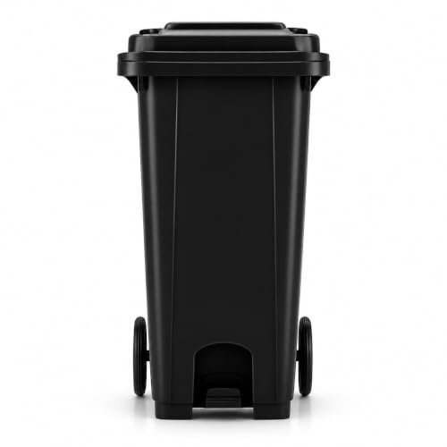 BURAKH Recycling Wheelie Bin Dustbin Rubbish Waste Trash Kitchen Home Office 100L 120L EN840 | Outdoor Rubbish Waste with Wheels | Recycling Food Dustbin (Pedal Black, 120L)