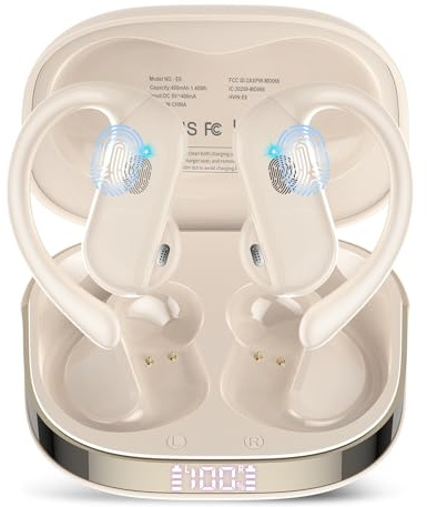 DUSONLAP AI Cuffie Traduzione, 3-in-1 Open Ear Bluetooth 5.4 Auricolari Traduzione con 165 Lingue/8 Modalità, IPX7 Impermeabile, Bianco