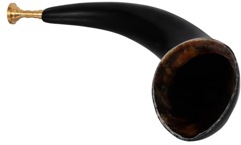 Beaupretty Wikinger Cosplay Horn aus Natürlichem Ochsenhorn Kraftvolles Signalhorn für Halloween Piraten und Outdoor Events Handgefertigt 30 35cm lang