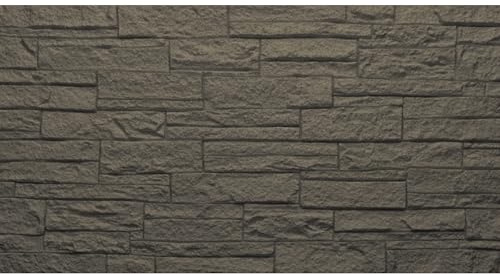 Decorative Panel Stone Effect 3D Set of 12 Pieces 8.6 mt2 PU Wall Covering 120 x 60 x 2.5 Grey Slate