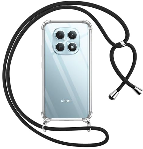 Pnakqil Cover per Xiaomi Redmi Note 15 5G/4G/Poco M8 con Cordino, Trasparente Custodia con Laccio Tracolla Cellulare Girocollo Collana Protettiva per Redmi Note 15 5G/4G 6,77, Nero
