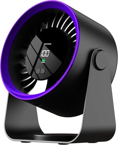 ERUW Portable Mini Desk Fan, USB Hand Fan with LED Display, Silent Cooling, 360° Swivel Head for Desk, Office, Home (Black)