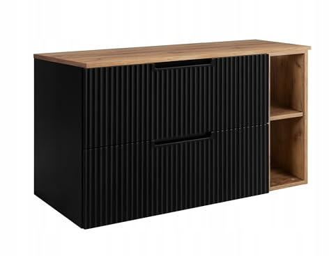Rodan Moderne Möbel - Schrank Gold Craft Oak, Schwarz - Möbelstück - Bastelregal – Bastelplatte 60 cm + 80 cm