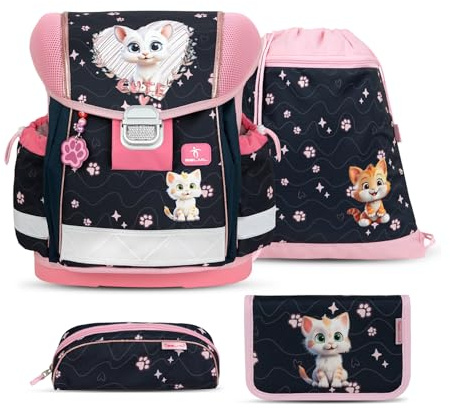 Belmil Classy Schulranzen Set 4 - teilig (403-13/AG/S) (Cute Kitten Pinky)