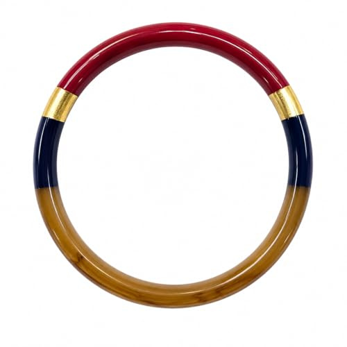 Marycrafts Bracelet Jonc en Corne Naturelle & Laque – Bijou Artisanal Élégant – Facile à Assortir avec Toutes Vos Tenues