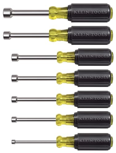 Nut Driver Set, Magnetic 7.6 cm Full Hollow Shaft, Sizes 3/16 to 1/2-Inch, 7 Piece Klein Tools 631M