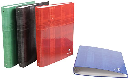 Clairefontaine 67414C Ringbücher (mit 4 Ringen, DIN A4, 21 x 29,7 cm, Rücken 30 mm, Deckel aus hochglanzkaschiertem Karton) 1 Stück farbig sortiert