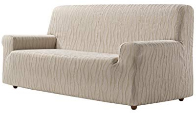 Zebra Textil Andros - Elastische Sofa-Husse, Größe 3 Sitzer (Von 180 bis 210 cm), Farbe Leinen