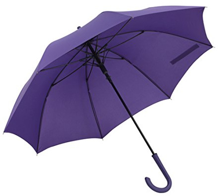 Stockschirm Automatik 103 cm Spezialbeschichtung mit Fiberglasspeichen Lila | Regenschirm mit Polyester-Pongee-Bespannung, Rundhakengriff mit Auslösetaste und Schließband mit Klettverschluss