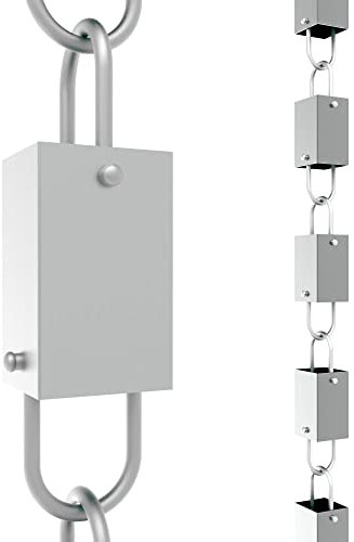 Rain Chains Direct Quadratische Glieder, 2,5 m Länge, Aluminium, Grau, funktionaler und dekorativer für Dachrinnen-Fallrohre.