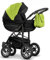 dein-babylädchen Kinderwagen-Sportwagen-Kombination 2 in 1 inkl. Sportsitz und Zubehör in Schwarz-Grün Kunstleder-Schwarz