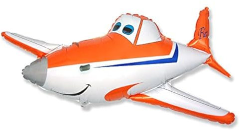 Ballonim® Flugzeug Orange/Weiß ca. 80cm Luftballons Folienballon Party DekorationGeburtstag
