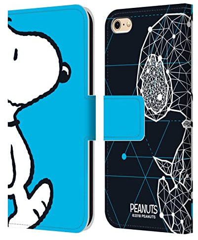 Head Case Designs Offizielle Peanuts Snoopy Geometrisch Halbzeiten Und Gelächter Leder Brieftaschen Handyhülle Hülle Huelle kompatibel mit Apple iPhone 6 / iPhone 6s