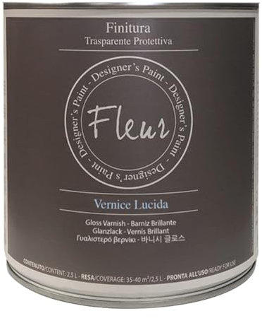 FLEUR DESIGNER'S PAINT | Vernice Protettiva a Base d'Acqua, Effetto Lucido, Alta Resistenza e Rapida Essicazione, Formato 2,5 litri, Made in Italy