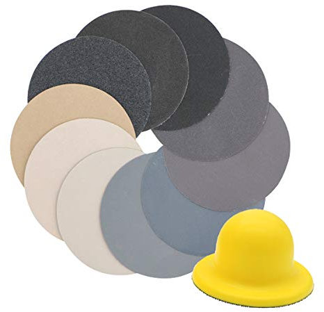 VIBRATITE 4 Inch Wet Dry Sandpaper Fine Grit 80 to 7000 Grit Assortment with Sponge Handle Sanding Block Drywall Sanding Discs Paper Sheets for Wood Metal Sanding and Automotive Polishing, 40 Pieces