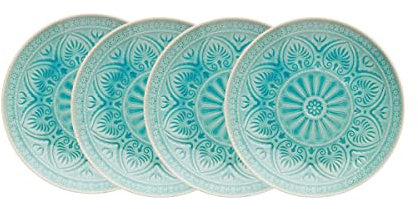 BUTLERS Set 4x Frühstücksteller Ø25cm aus Steinzeug -SUMATRA- Kuchenteller & Dessertteller | Teller-Set, gemustertes Geschirr | Glasuroberfläche, Spülmaschinen- und mikrowellenfest