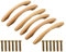 posionks JUN-H 6 Stücke Stoßgriff Holzgriffe Möbelgriff Kiefer Griff für Schranktüren Holz Bogengriff Für Möbel Tür Schrank Schublade Kleiderschrank Holzbogen Griff 128mm (Gelb)
