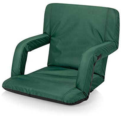 Picnic TIME Ventura Stadium Seat for Bleachers with Back Support - Portable Reclining Folding Chair, 6 Positions, Padded Cushion Armrests, Lumbar Adjustable Backrest, Backpack Straps, (Hunter Green)