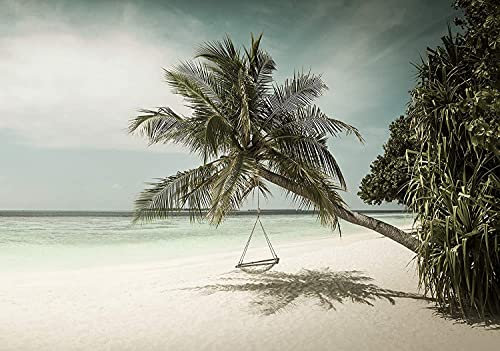 Forwall Fototapete Strand Meer Palmen Natur Hawaii Sand Landschaft Wohnzimmer Schlafzimmer Vlies Tapete Wandtapete UV-Beständig Montagefertig (13344, V8 (368x254 cm) 4 Bahnen)