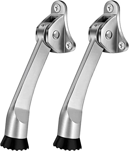 2 Pack 4 Inch Non-Slip Rubber Metal Door Stoppers - Kickstand, Hinge, Holder