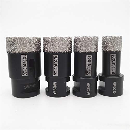 DT-DIATOOL Ensemble de Forets Diamant 20/25/30/35mm Scie Cloche pour Forage à Sec Carrelage Porcelaine Marbre Céramique Granit