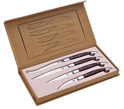 LAGUIOLE - 40268488 Set di 4 coltelli Multiuso in Acciaio Inossidabile con Manico in Legno Marrone Pakka -