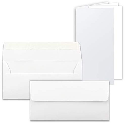 25x Faltkarten SET mit Brief-Umschlägen und Einlege-Blätter - Hochweiß (Weiß) - DIN Lang - 10,5 x 21 cm - FarbenFroh by GUSTAV NEUSER®