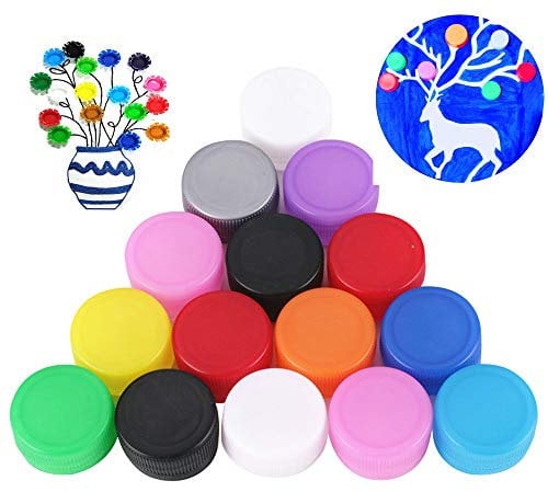 Lot de 50 bouchons de bouteilles en plastique colorés pour décoration de bouteille, couvercles de bouteille, loisirs créatifs, décorations de bouteille, projets d'artisanat, scrapbooking