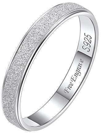 Suplight Herren personalisert Ring 925er Silber simpel 3mm Matter Sandstrahl Antragsring Verlobungsring Hochzeitsring Schmuck für Männer Ring Größe 64