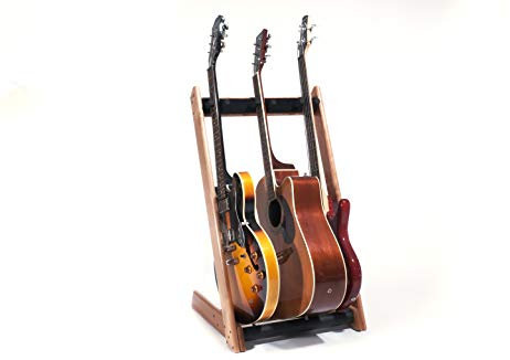 Ruach GR-3 Multi-Gitarrenständer für Gitarren und Koffer, personalisierbar, 3 Wege, Kirsche