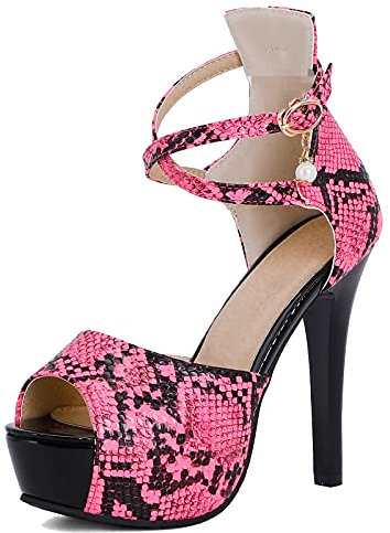 CUTEHEELS Sandalia de tacón alto con plataforma para mujer, fucsia, 46 EU
