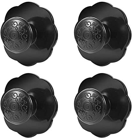 MOROBOR Self Adhesive Flower Pull Handles, 4pcs Self-Stick Drawer Knobs Instant Cabinet Drawer Handle Stick-on Handles Cupboard Knobs Without Drill Handle for Kitchen Bathroom Mirror Doors(Black)