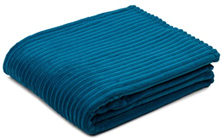 Gözze - Soft Cuddly Blanket, Fine Corduroy Look, 1040g/Piece, 150 x 200 cm - Petrol